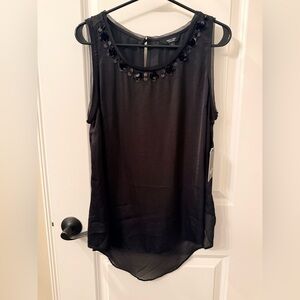 NWT Simply Vera Vera Wang Black Sleeveless Sequin-Trim Cami Top